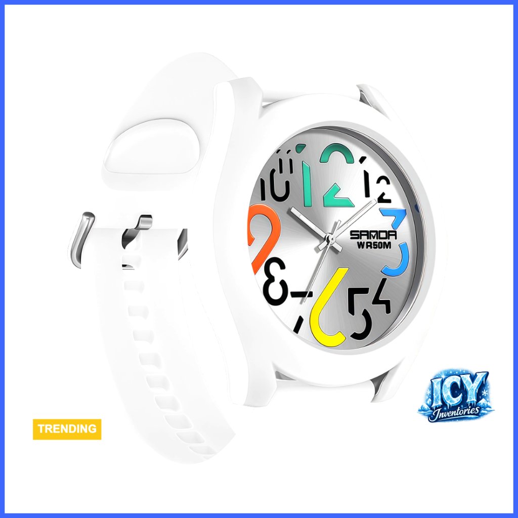 Analog Quartz Watch With Silicone Strap, 50m Waterproof, Luminous Display